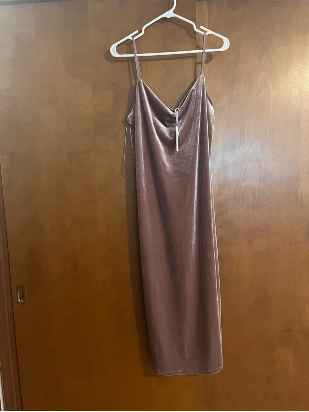 Gentle Fawn Velvet Slip Midi Dress in Dusty Mauve